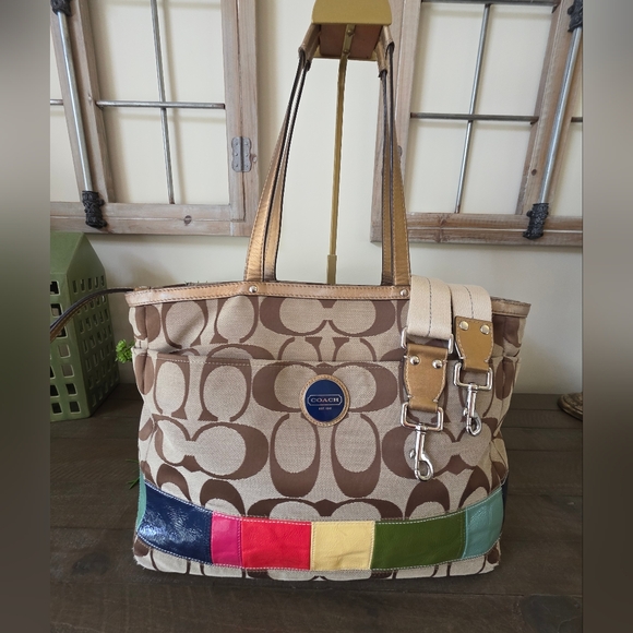 Coach Handbags - Coach Legacy Stripe Y2K Signature Tote Bag/Diaper/Laptop Bag/Crossbody Strap
